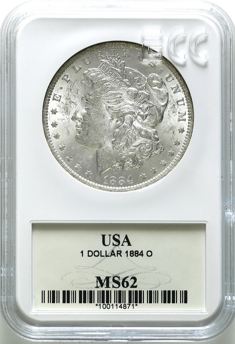 USA. Dolar 1884 O, Nowy Orlean GCN MS62